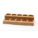Mini 2-tier wooden essential oil holder for 10 vials, handcrafted from red oak, compact tabletop display