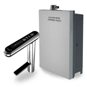 "IonPlus Undersink Alkaline Water Ionizer installed under a kitchen sink with sleek stainless steel faucet dispenser."